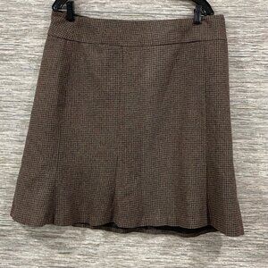 The Limited NWT knee length Brown & Black Houndstooth Zip A-Line Skirt Size 16